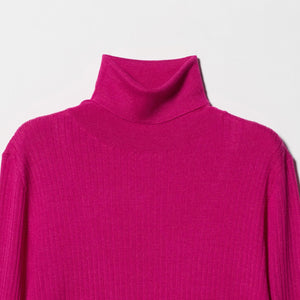 リブ タートルネック ニット