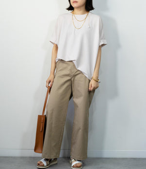 接触冷感袖タックカットソー