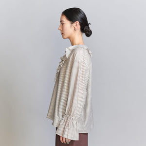 ストライプ ラッフルシャツ