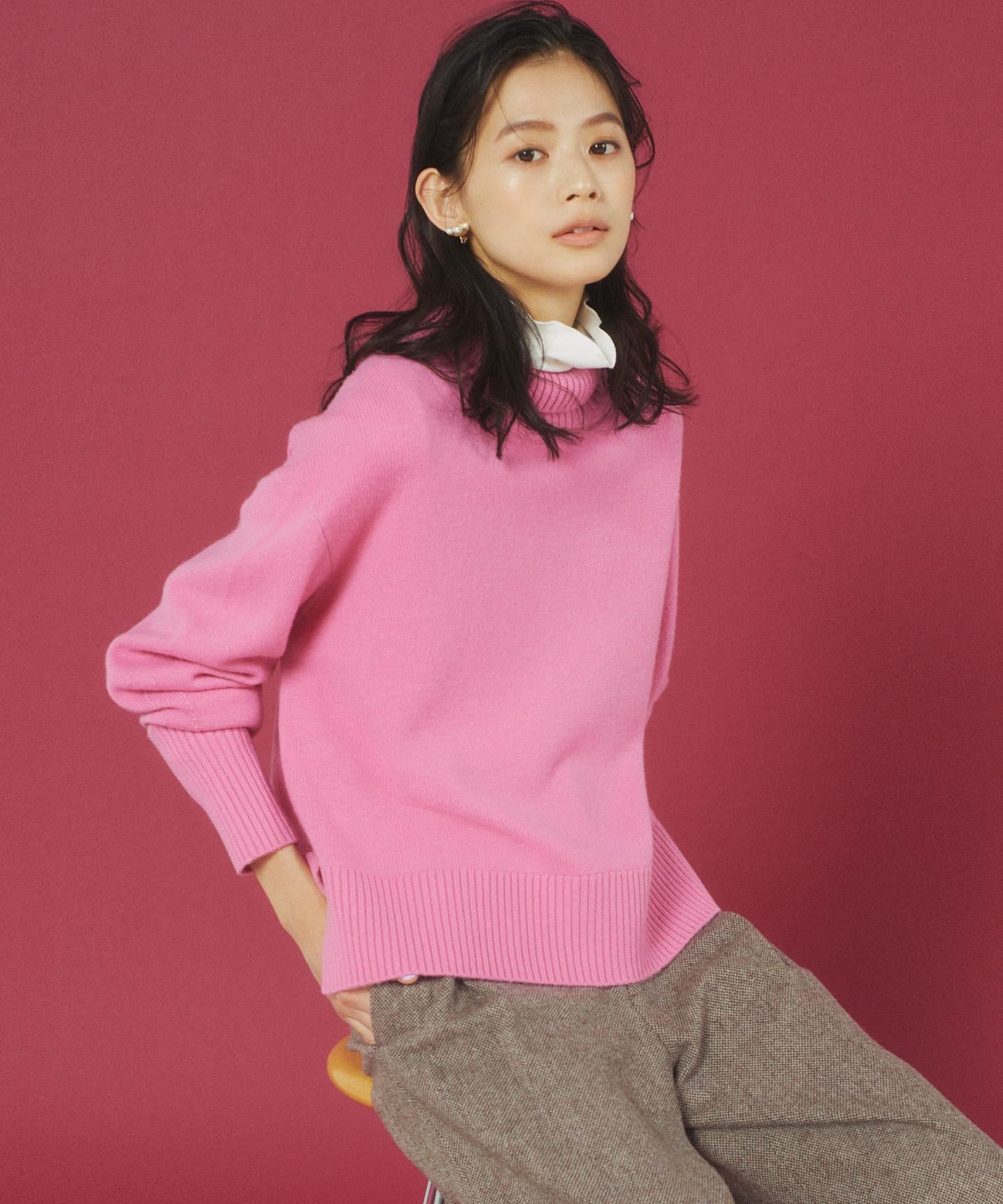 ウールカシミヤミックス ロールネック ニット