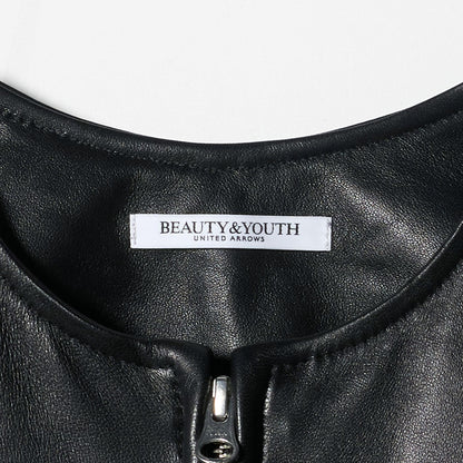 シープレザー ノーカラージップブルゾン