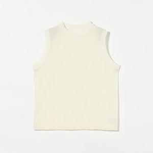 コットンナイロン クルーネック ノースリーブ Tシャツ