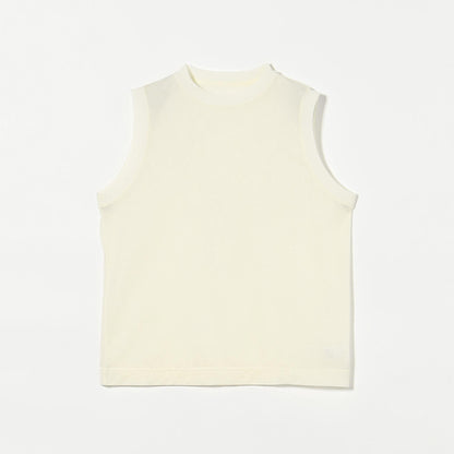 コットンナイロン クルーネック ノースリーブ Tシャツ