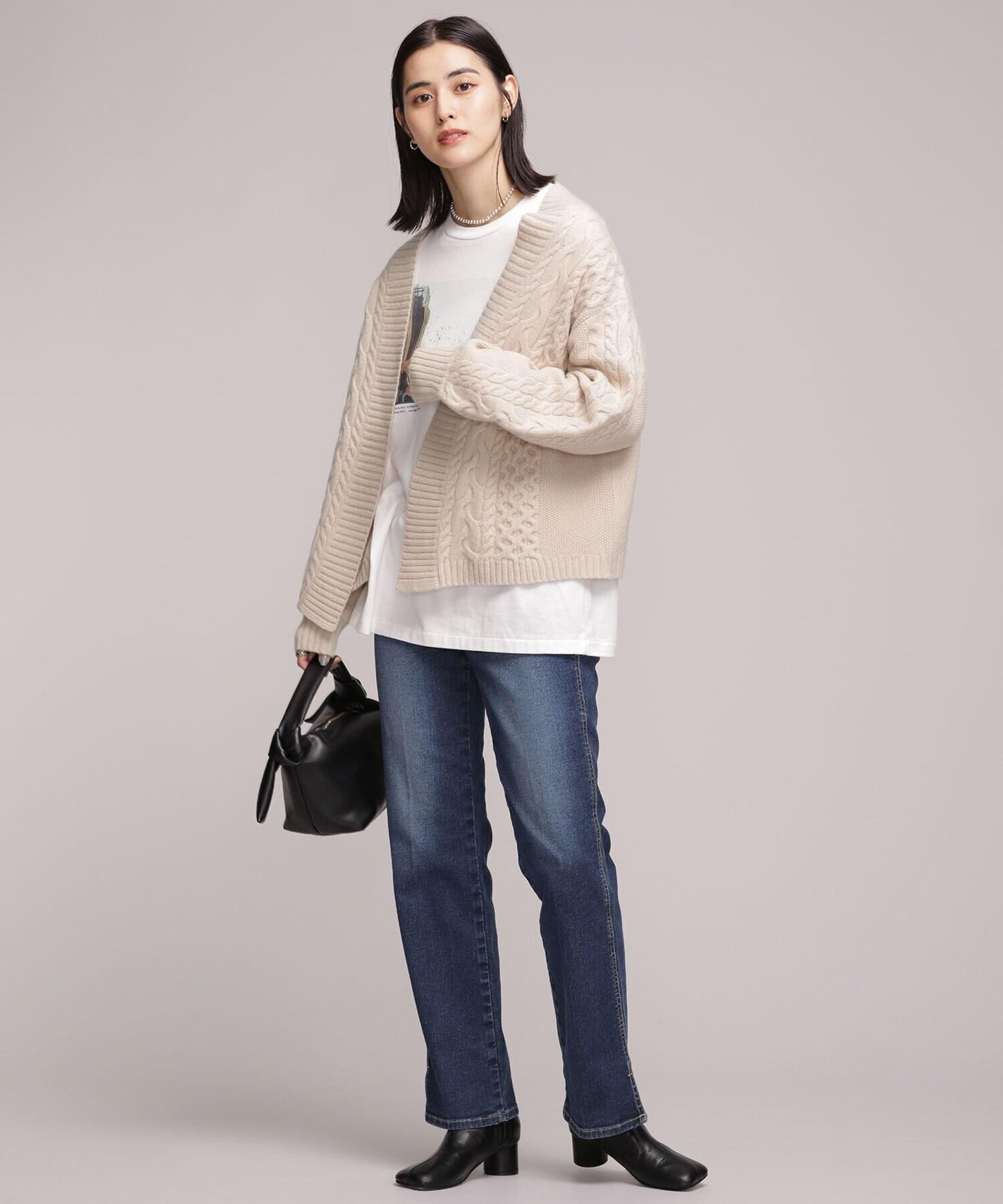 ハミルトン ケーブルショートカーディガン 長袖