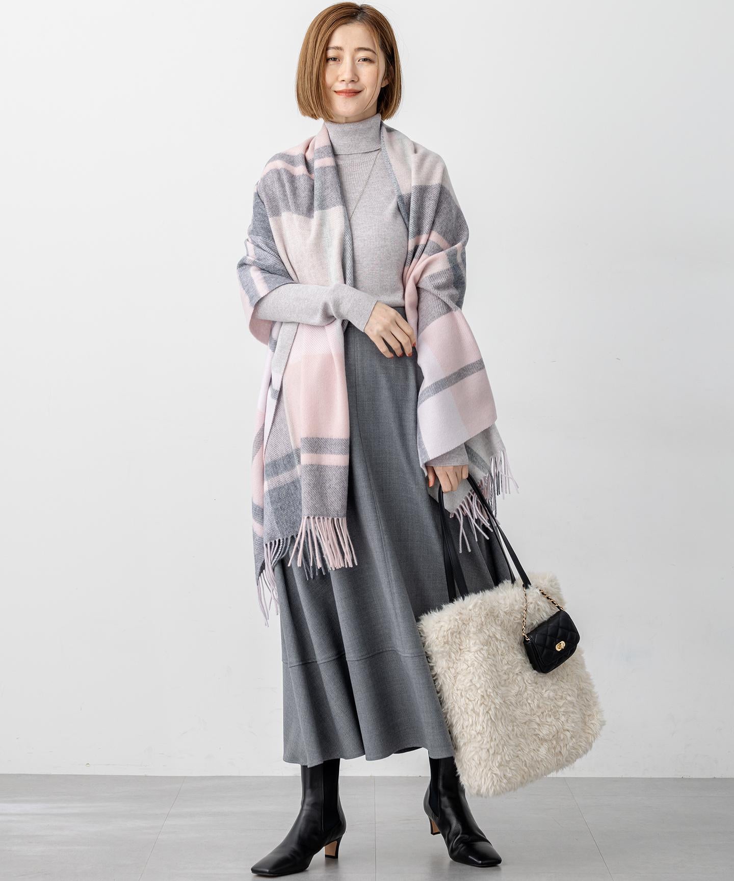 カシミヤ チェック ストール