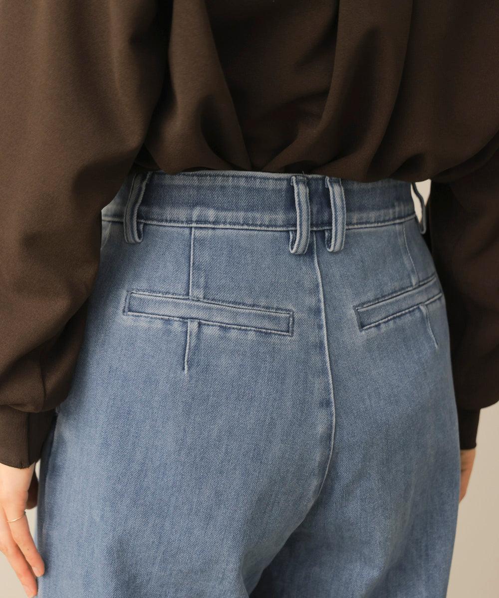 ダブルタックワイドデニムパンツ