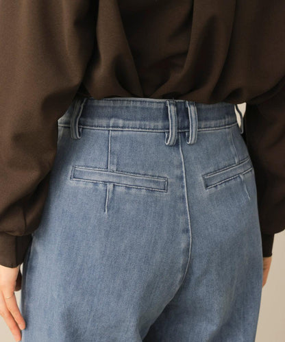 ダブルタックワイドデニムパンツ