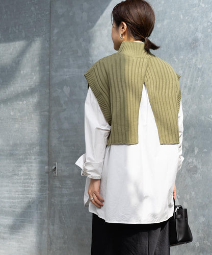 ワイドリブハイネックショートベスト