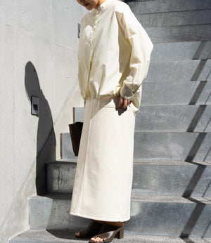 ラメストライプバッグギャザーシャツ