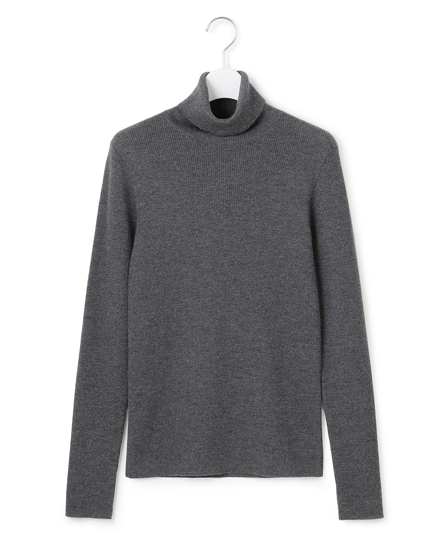 ウーステッドウール リブタートル ニット