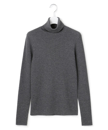 ウーステッドウール リブタートル ニット