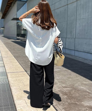 バックジップジョーゼットTブラウス