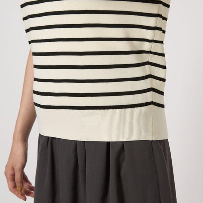 襟付き 5分袖 プルオーバー ニット