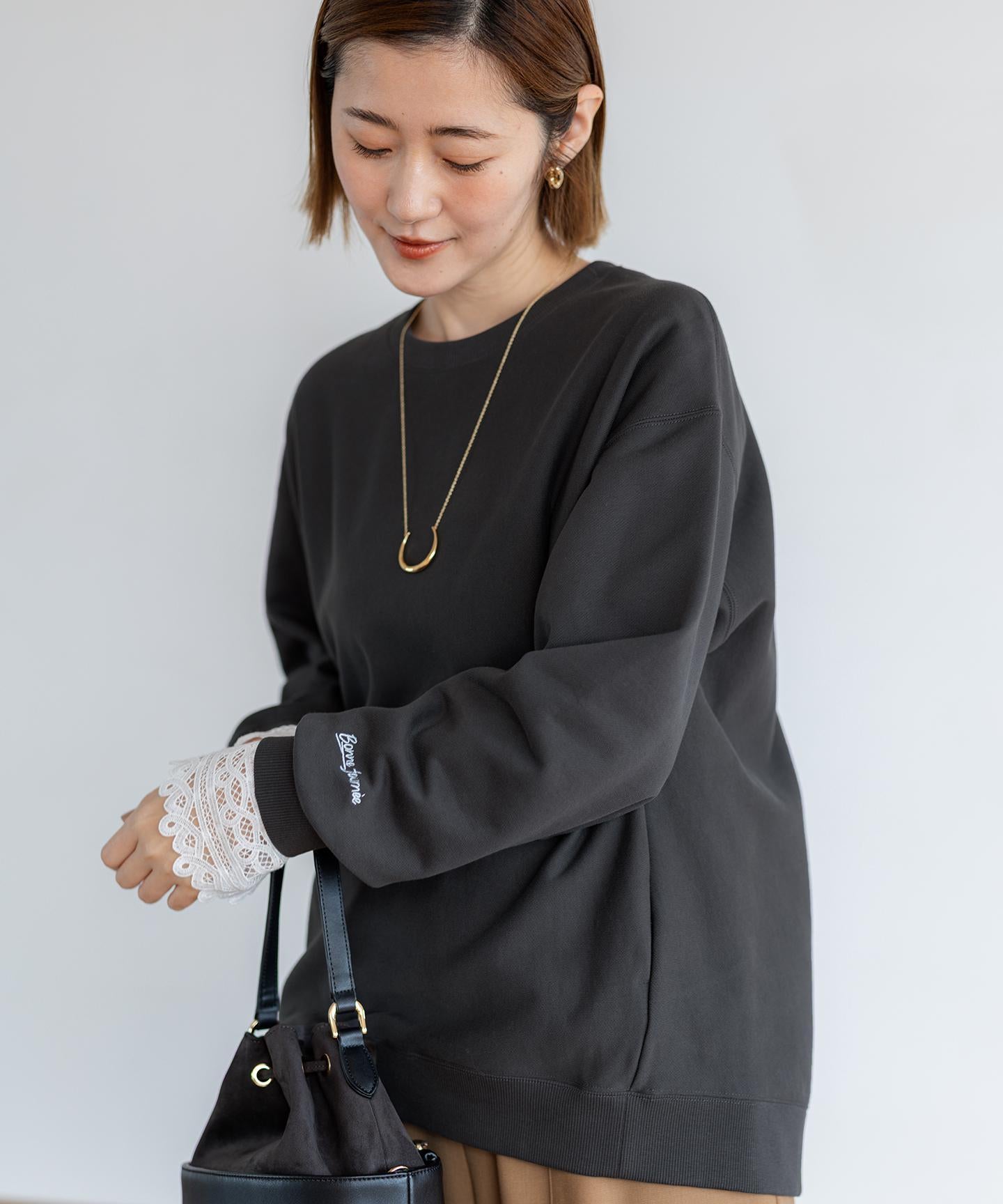 ナチュラルコットンベア レースレイヤード カットソー