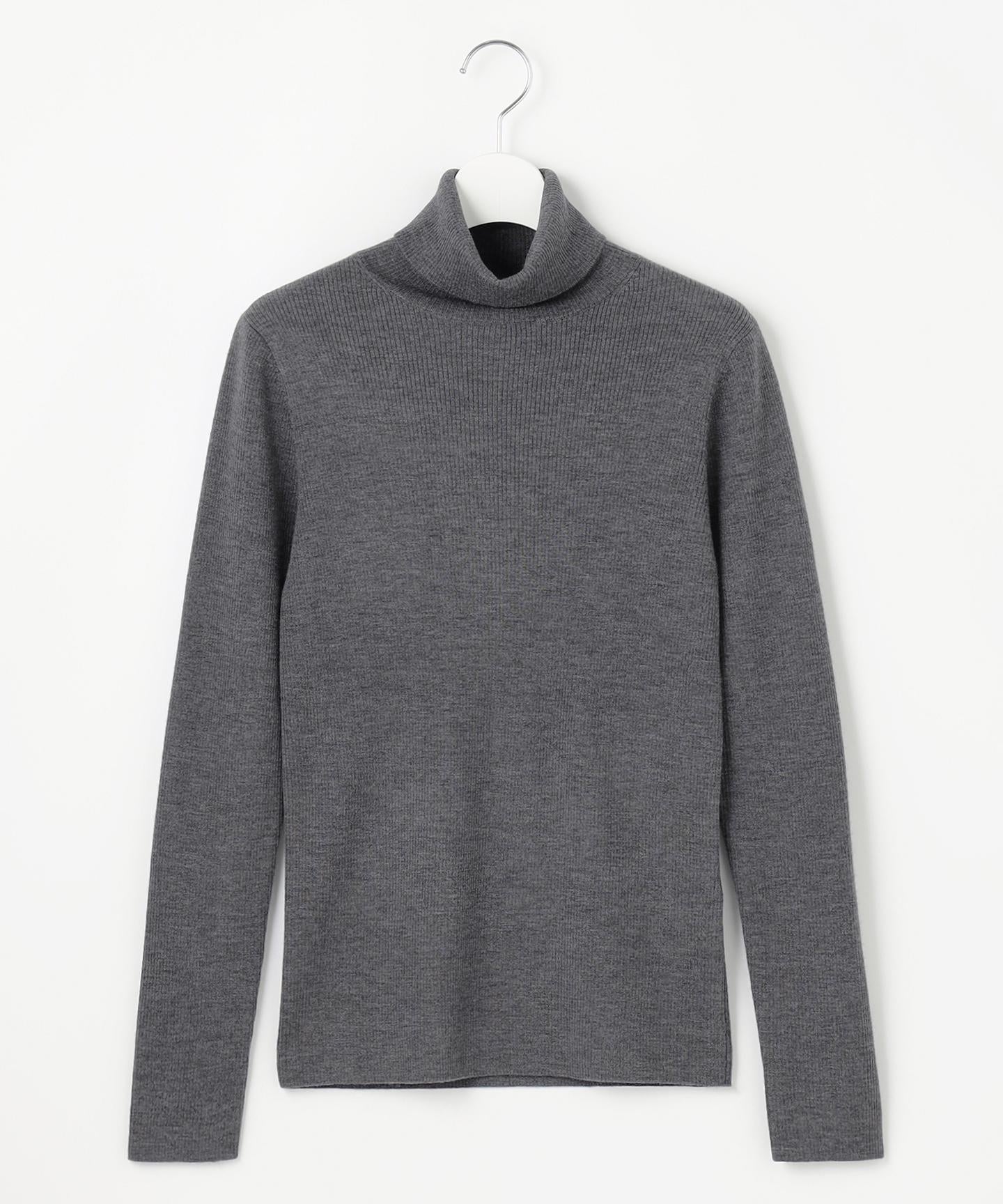 ウーステッドウール リブタートルネック ニット