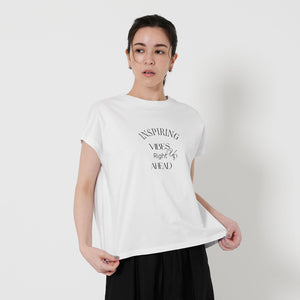 コットン ロゴプリント フレンチスリーブ Tシャツ