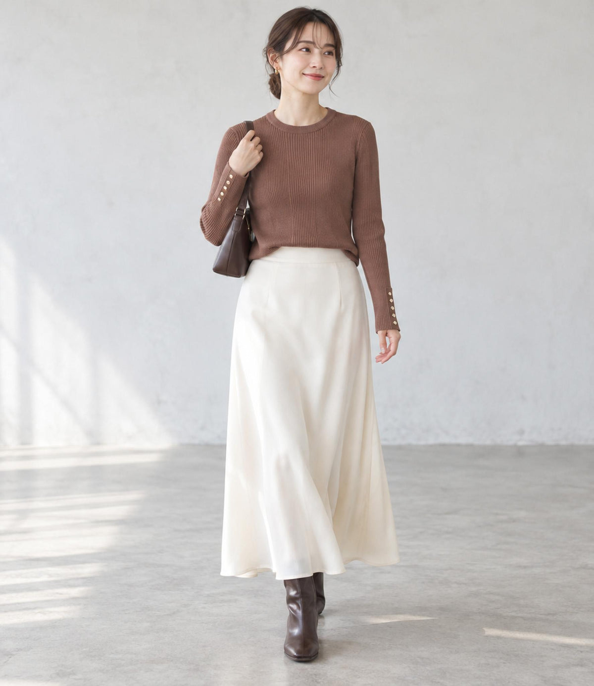 ワイドリブグラフェンスリムニット