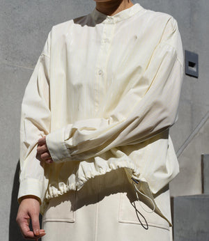 ラメストライプバッグギャザーシャツ