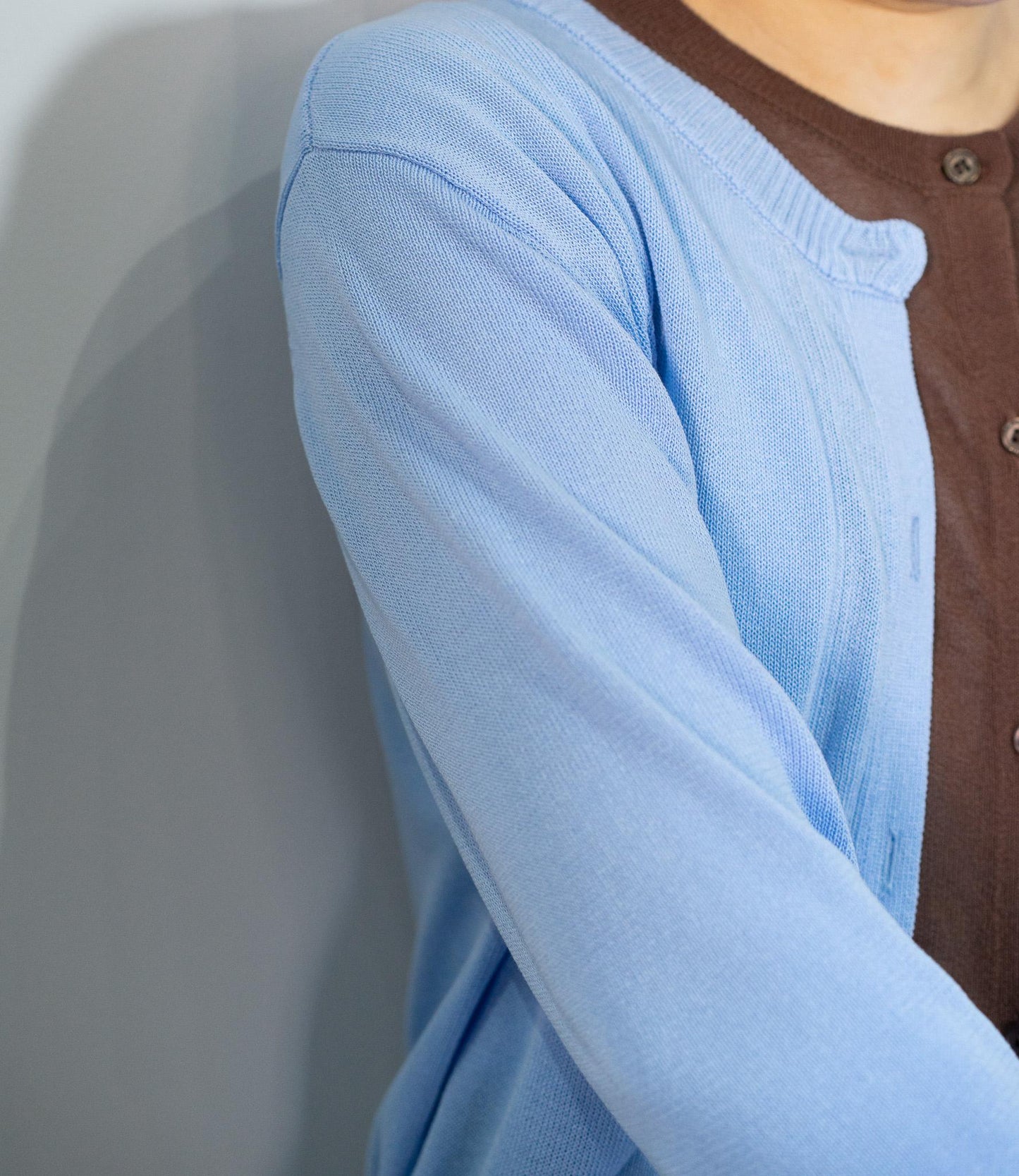 レイヤード風バイカラーカーディガン