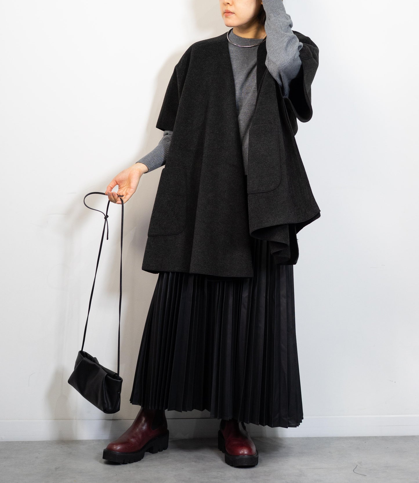 ニットパイル着流しアウター