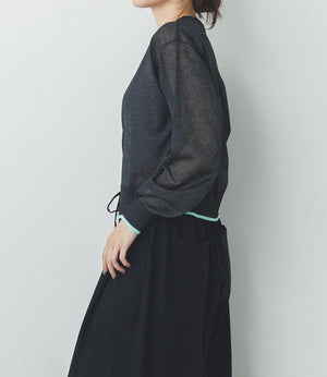 バイカラーシアーニットカーディガン