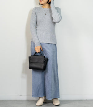 ラメリブクルーネックスリムニット