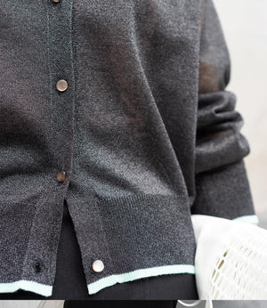 バイカラーシアーニットカーディガン