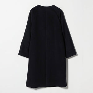 毛ナイロン ノーカラーコート