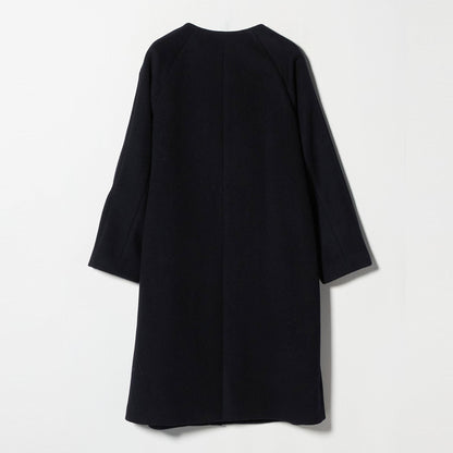 毛ナイロン ノーカラーコート