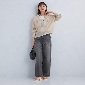 メッシュ スキッパー ニット プルオーバー -ウォッシャブル-