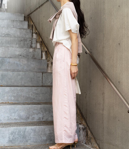 ナイロンツイルタックストレートパンツ