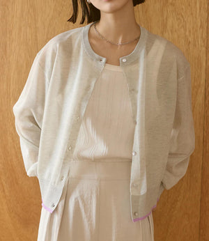 バイカラーシアーニットカーディガン