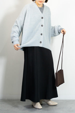 FOX混Vネックボクシーカーディガン