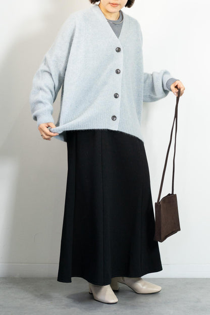 FOX混Vネックボクシーカーディガン