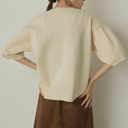 ぽわん5分袖ニットプルオーバー