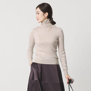 リブ タートルネック ニット