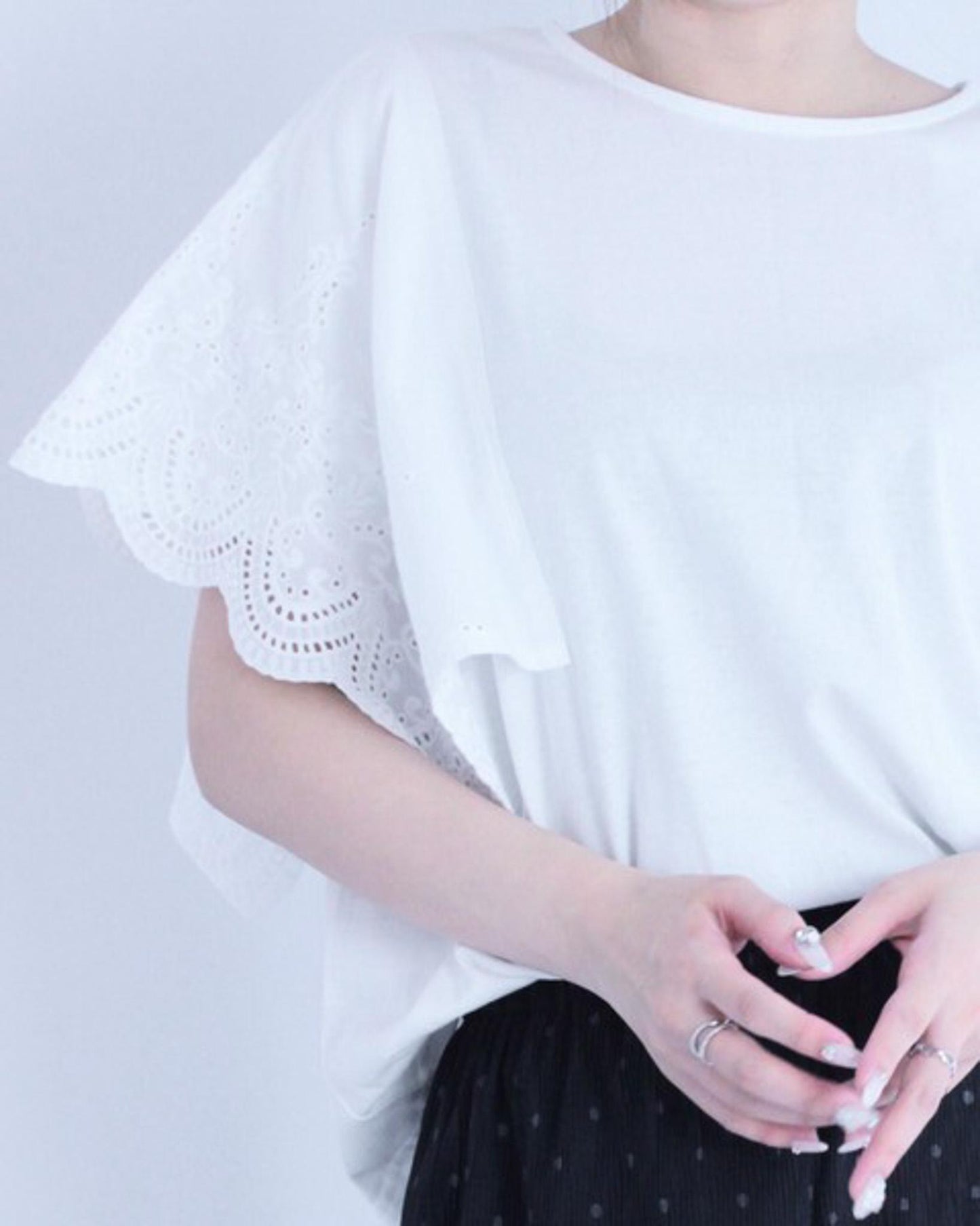 レースドッキングオーバーTシャツ