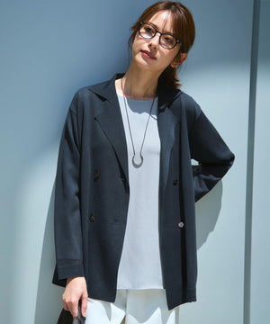 シアー ダブルブレスト ニット ジャケット