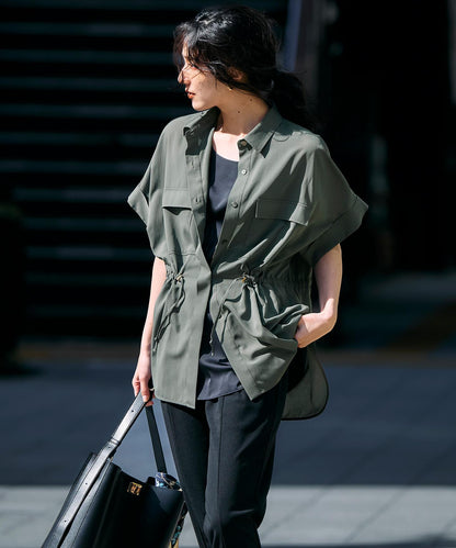 ライトシアーマットクロス ミリタリーディティール シャツ