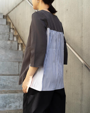 7分袖異素材切替カットソー