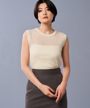 シアー リブ ノースリーブ ニット（uncrave STANDARD）