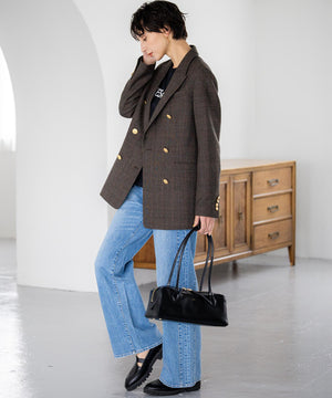 デニム ライン ワイドパンツ