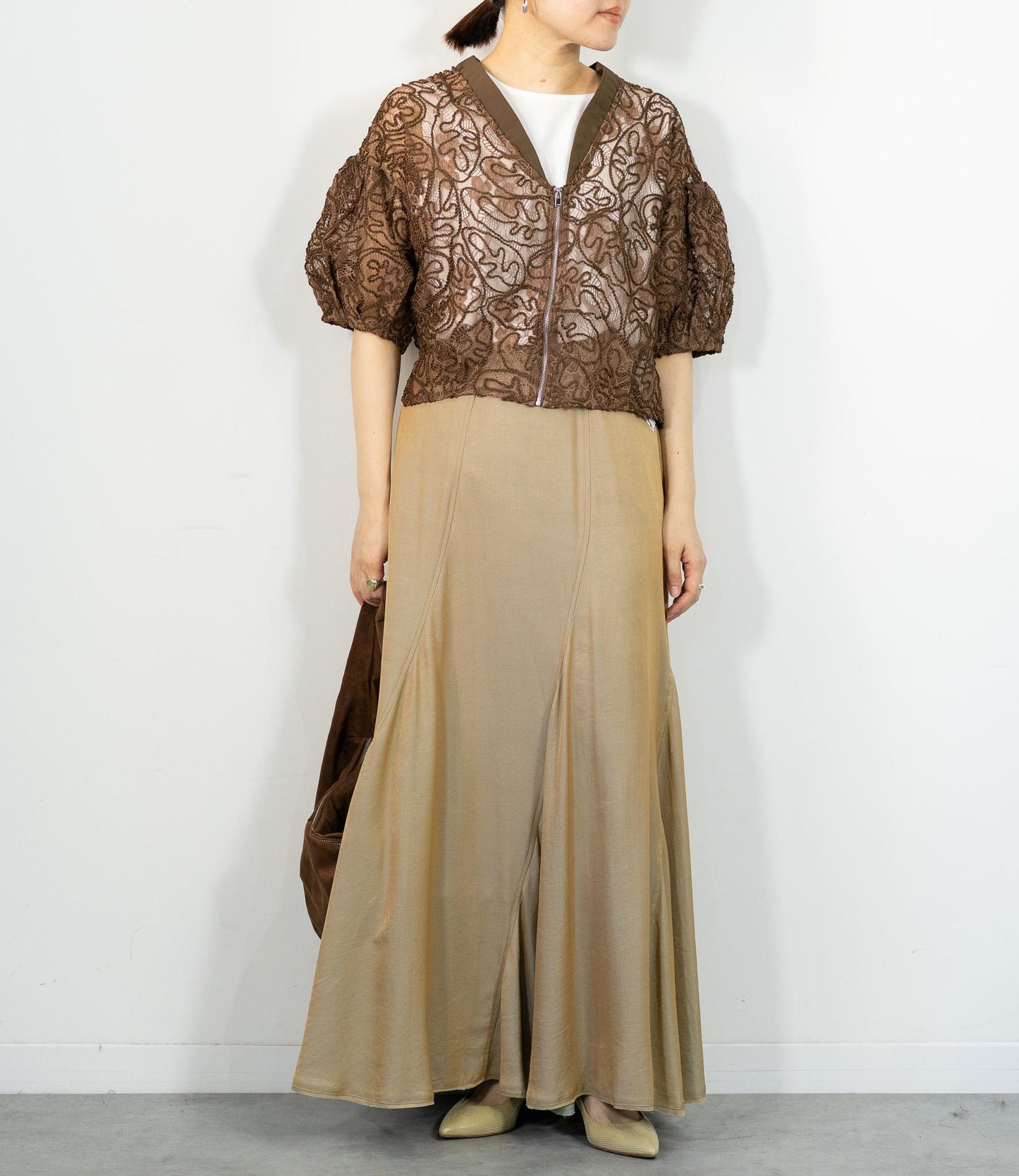 シャンブレーパネルスカート