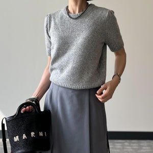 パフスリーブ半袖ニット