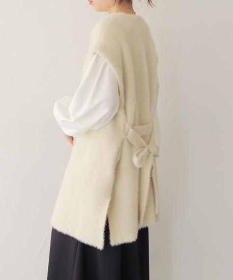 バイカラーテープシャギーニットベスト