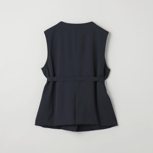 【WEB限定 Wardrobe DAILY MINIMAL】ダブルクロス リボンベルトジレ -ウォッシャブル-