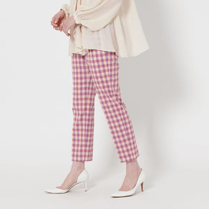 シャイニー ギンガムチェック パンツ