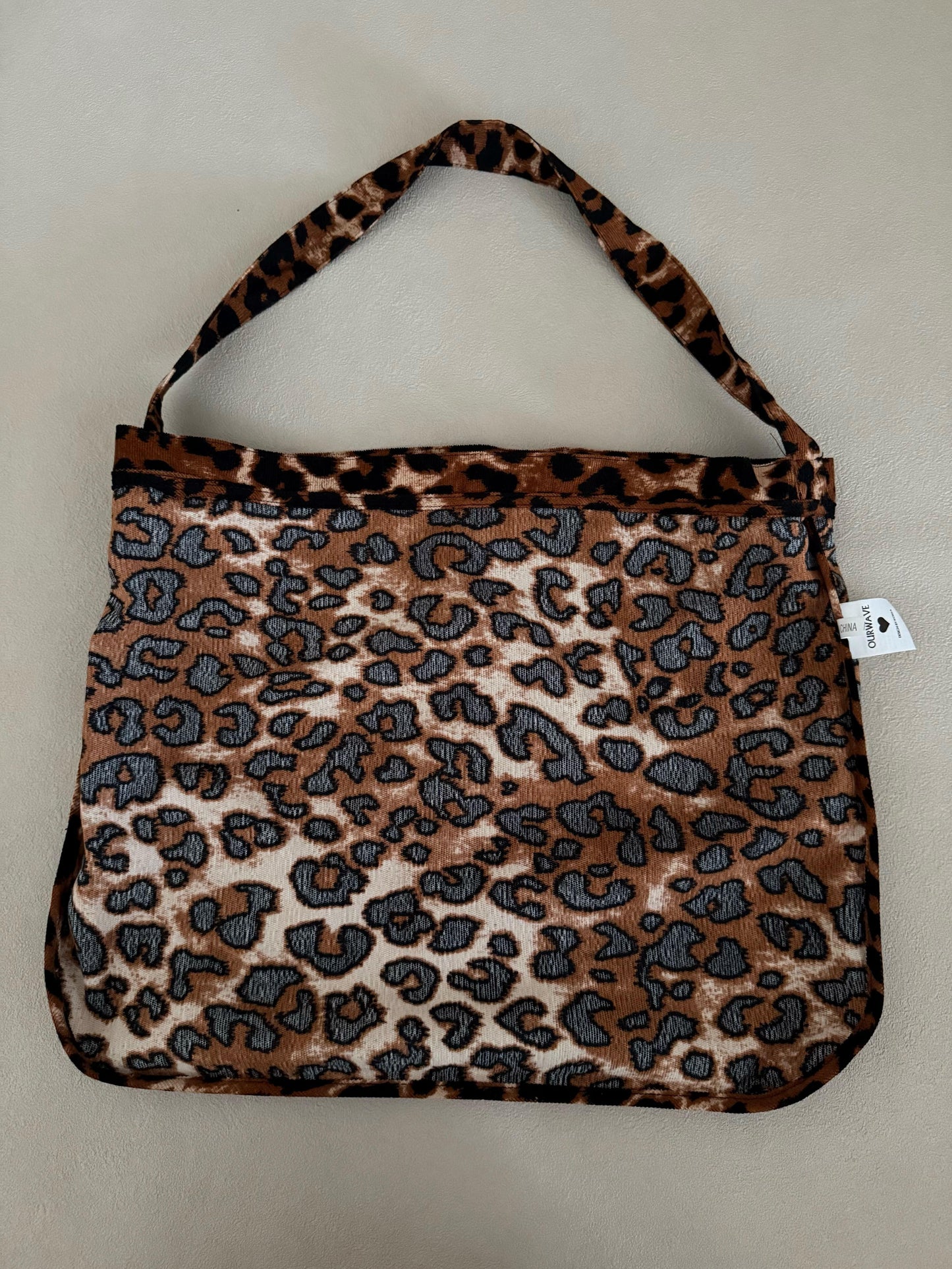 ワンハンドルレオパードトートバッグ