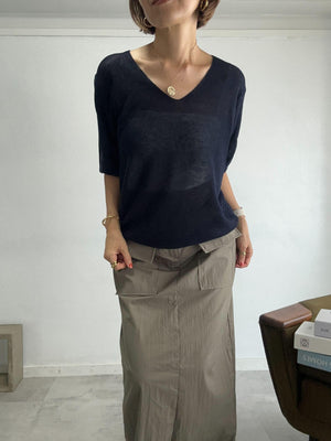 Vネックリネンカットソー