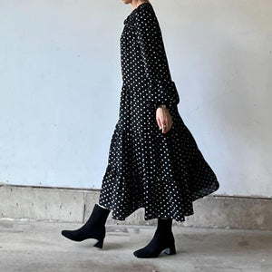 ドットスモッキングワンピース